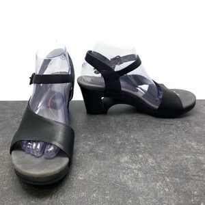 Dansko TASHA Black Leather 3" Cut Out Heel Strappy Sandals Women's US 10 EU‎ 40